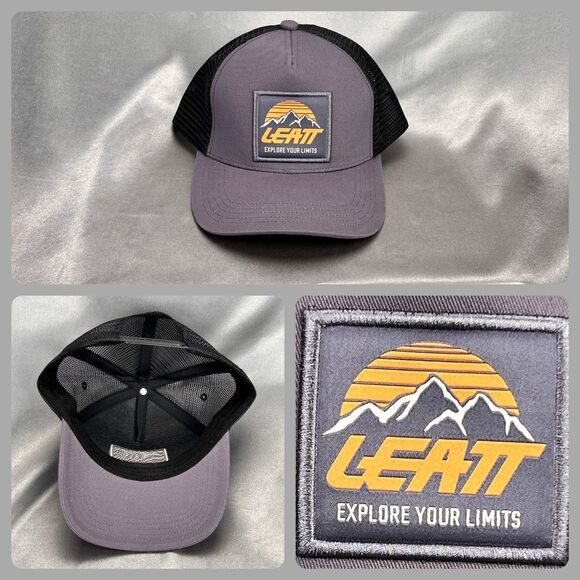 Leatt Trucker Snapback Hat Explore Your Limits Gray Black Mesh Outdoor Moto‎ Cap - Picture 1 of 12